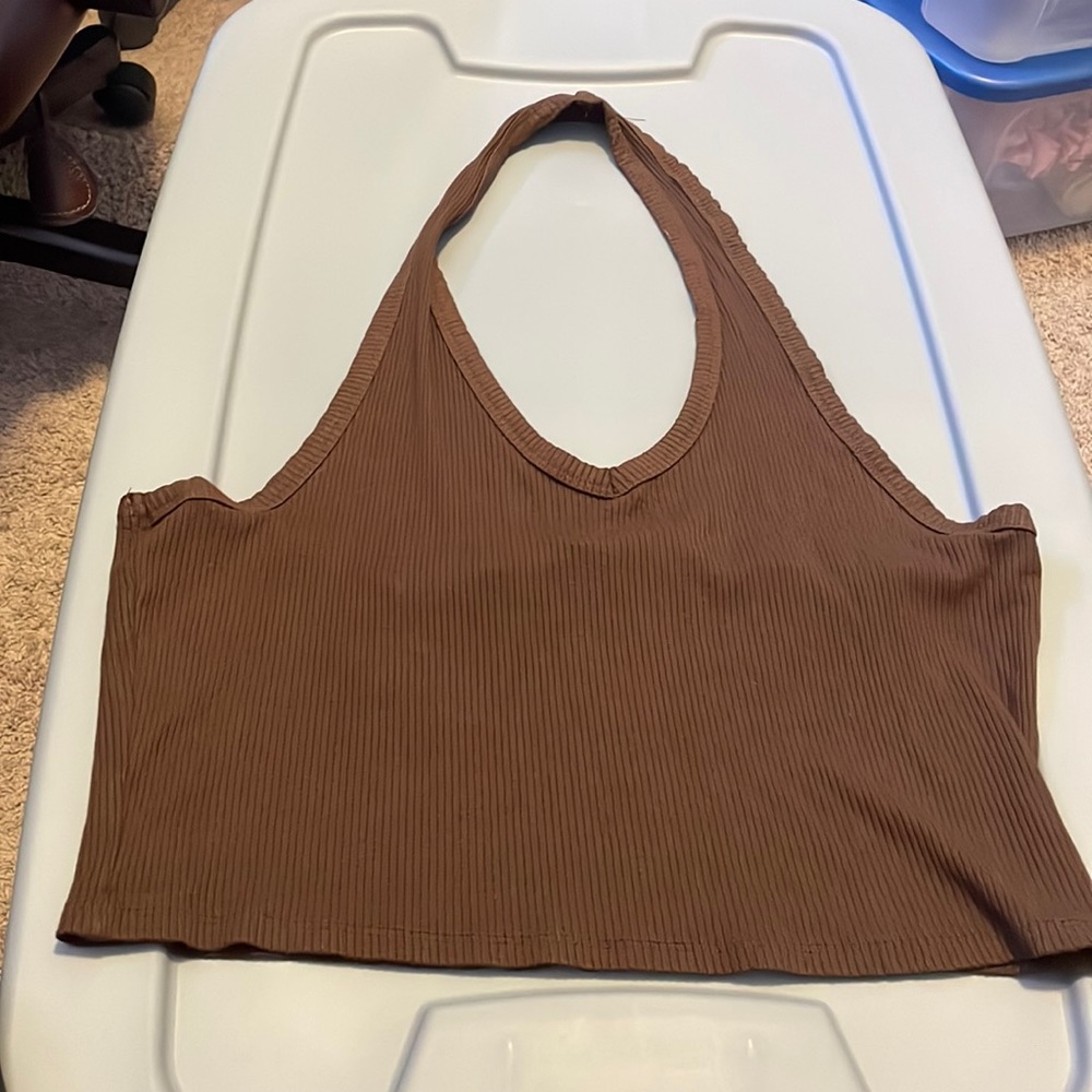 Brown fashion nova halter top